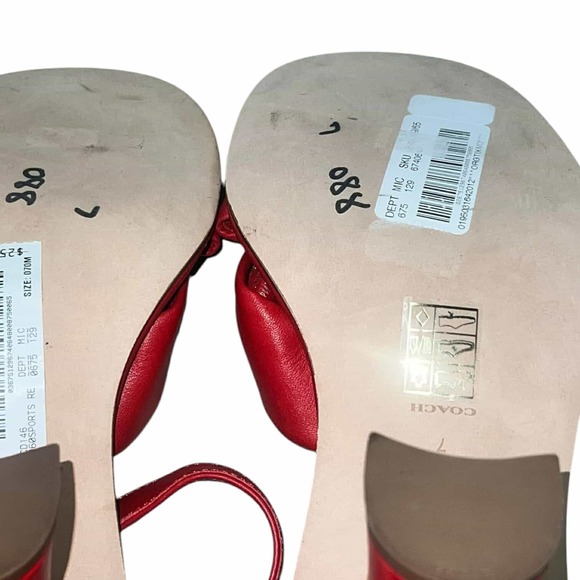 Coach Quincey Sandals Leather Knot Ankle Strap Block Heels Open Toe Size 7 NEW - Picture 11 of 11
